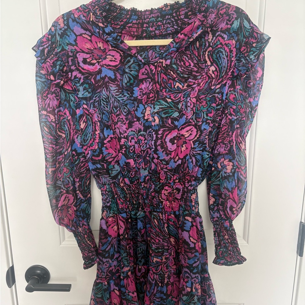 Misa Los Angeles Floral Midi Dress - Pink and Blue
